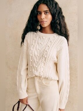 Sezane Melvin Ecru Cable Knit
Sweater SZ XS